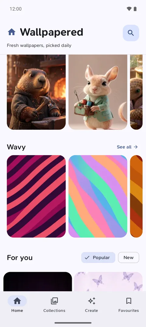 Wallpapered for Android: home feed of hand-picked HD wallpapers